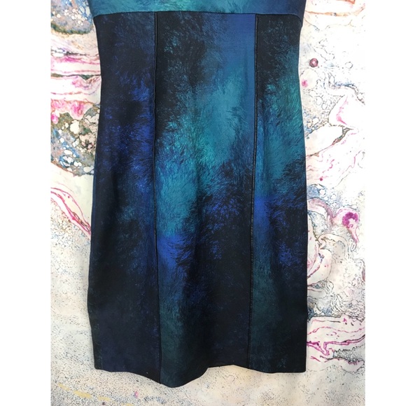 Elite tahari Kyler black blue sheath dress sz 4 - Picture 4 of 8